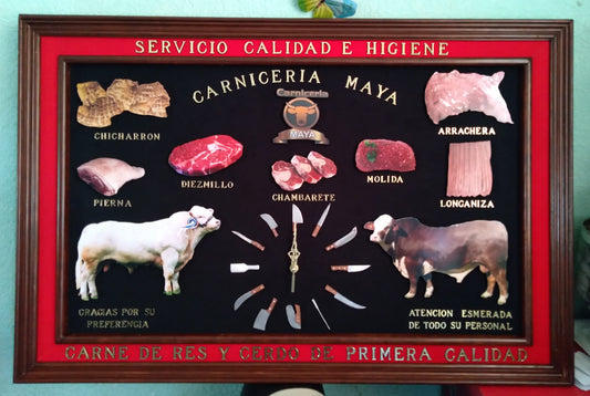 Reloj Artesanal Para Carnicería Medida 90x60 cms
